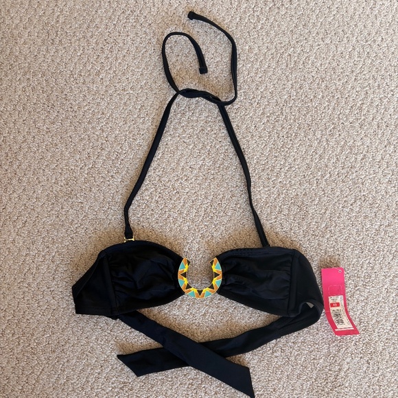 Bandeau Bikini Top Metallic Hardware black XS - Picture 1 of 6